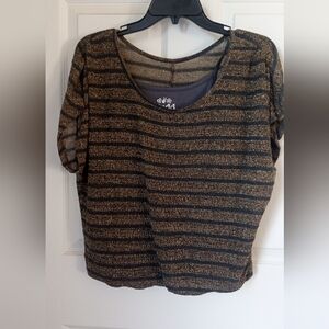 Mudd Metallic Striped Short Sleeve Top
